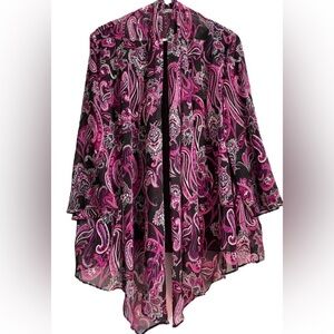 Signature by Larry Levine Elegant Plus Size 2X Boho Sheer Waterfall Cardigan